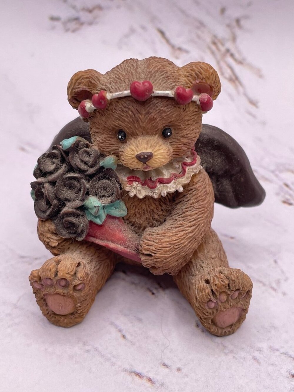 Vintage 1994 Marjorie Sarnat Enesco Miniature Teddy Bear Angel Cupid Valentin